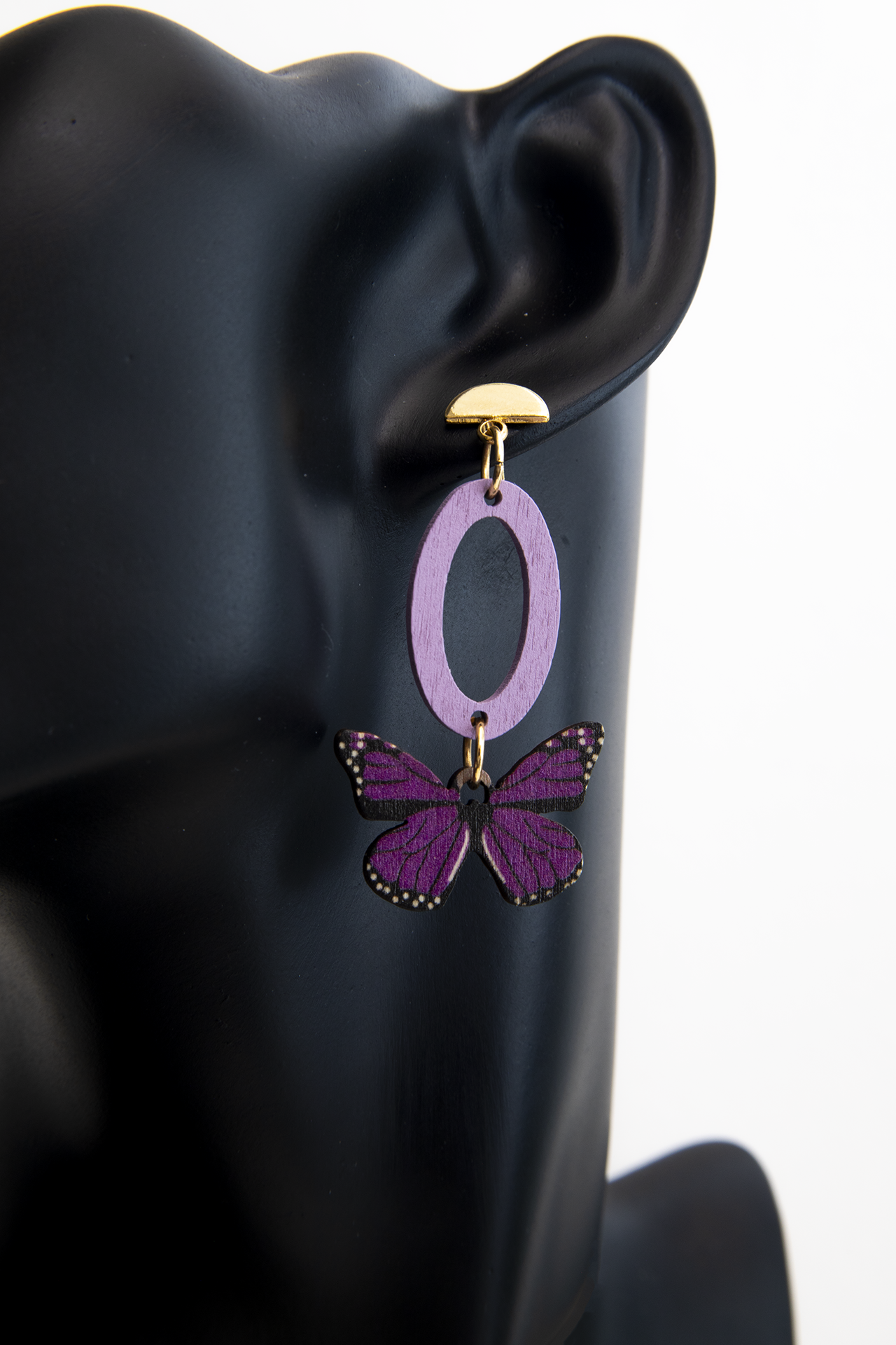 Wood Violet Butterfly Earrings