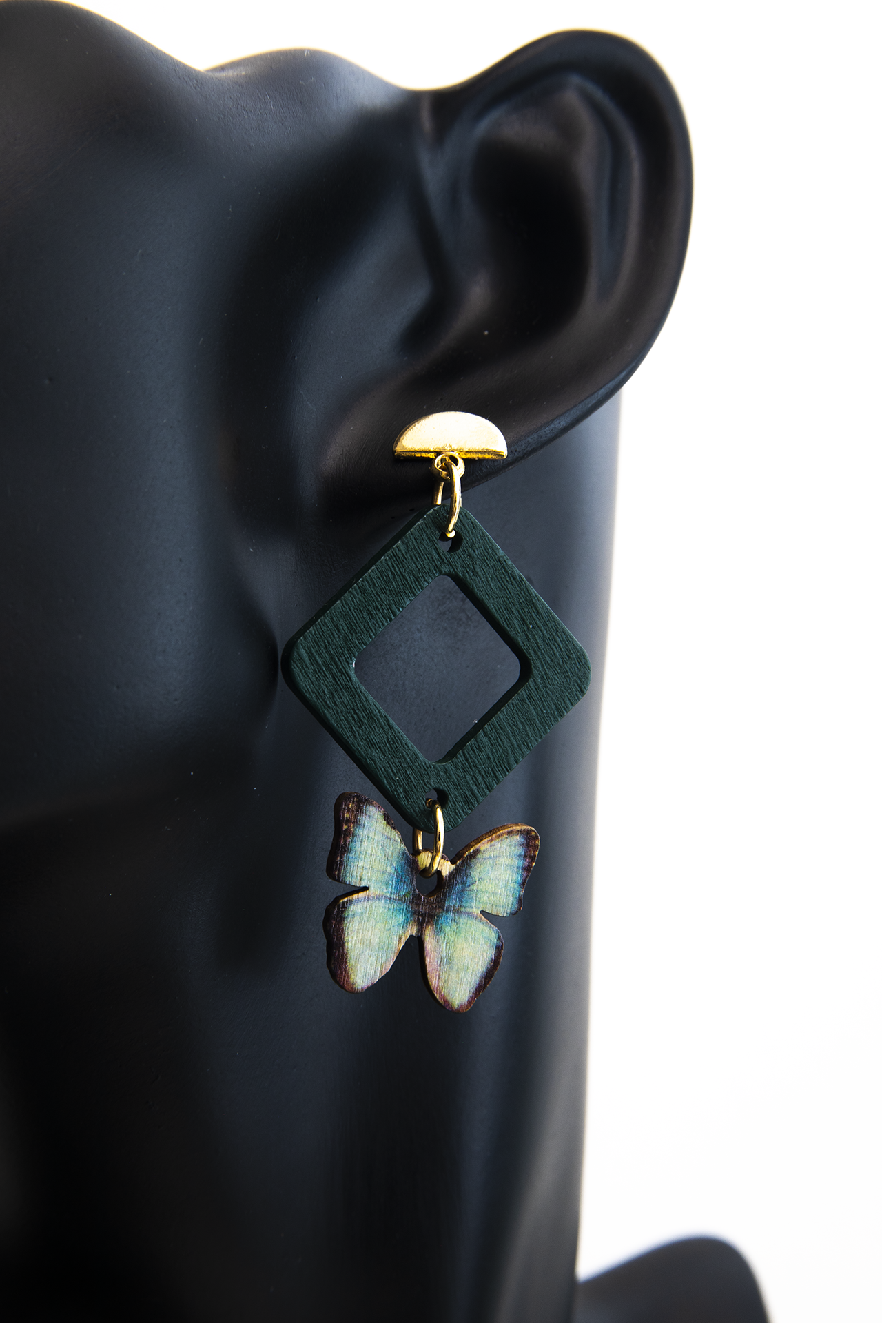 Wood Green Butterfly Earring