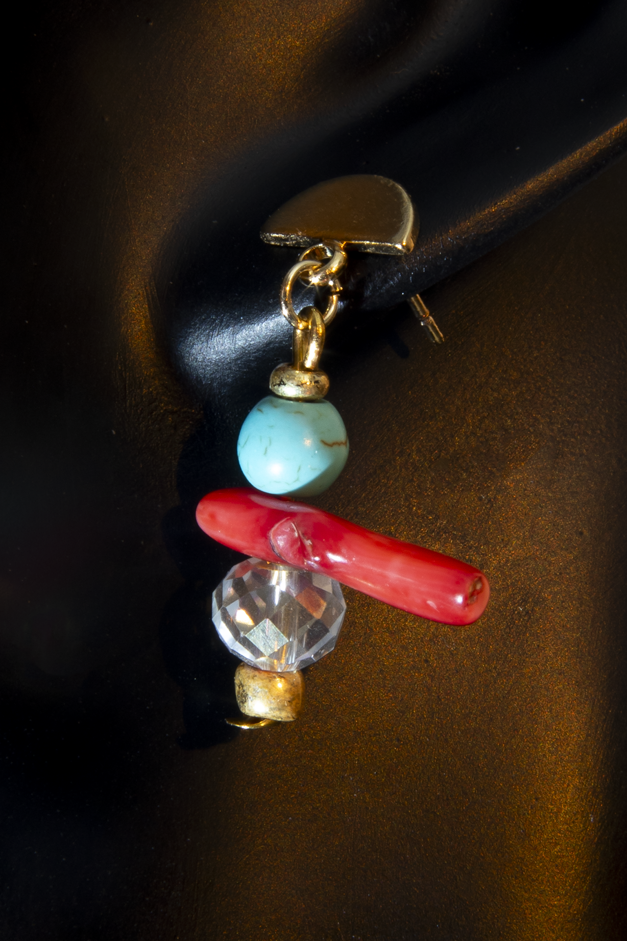 Red and Blue Earrings and Necklace Set