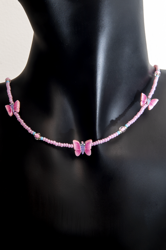 Pink Butterfly Necklace