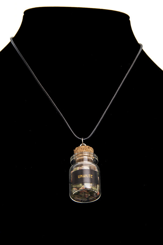 Unakite Pebbles Jar Necklace