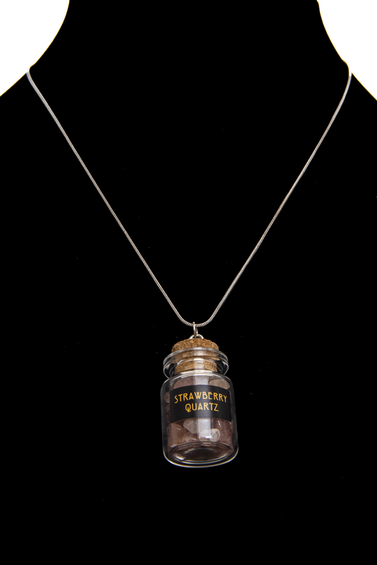 Strawberry Quartz Pebbles Jar Necklace