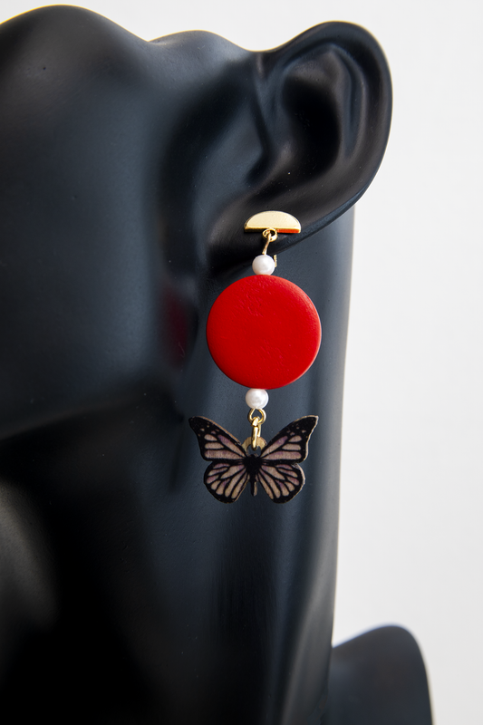 Wood Black Butterfly Earrings