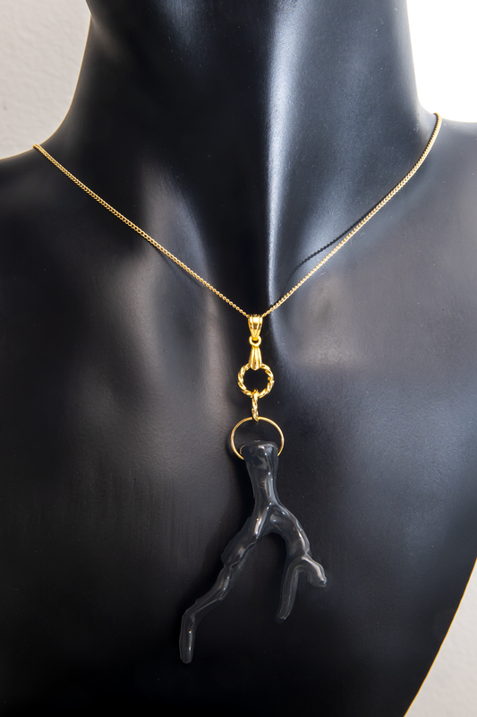 Black Coral Earrings and Necklace Set