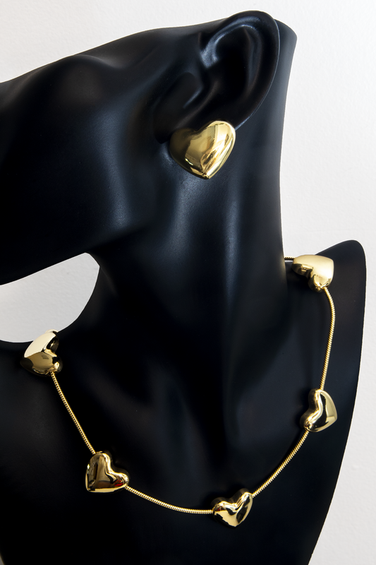 Heart Earrings and Collar Set