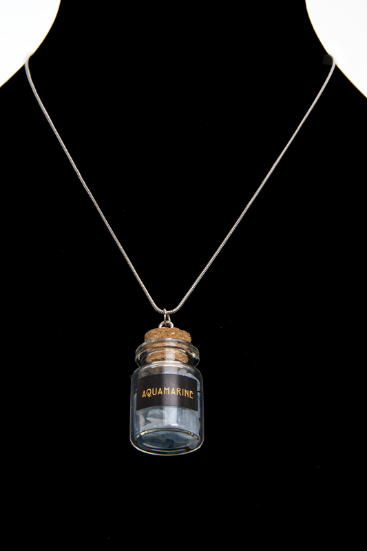 Aquamarine Pebbles Jar Necklace