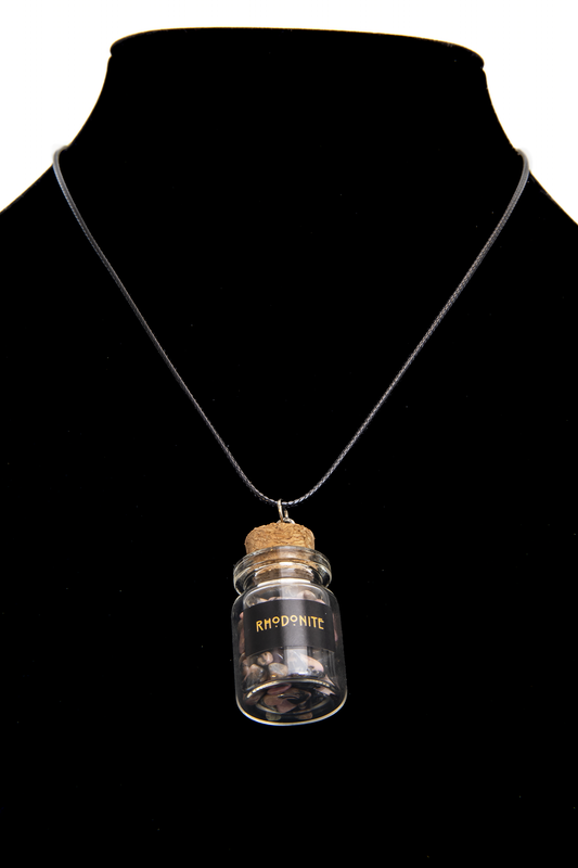 Rhodonite Pebbles Jar Necklace